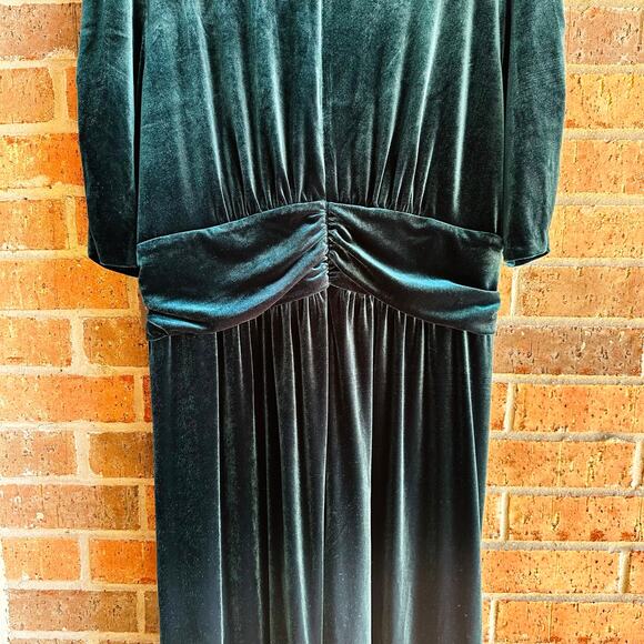 Vince Camuto Emerald Green V-Neck Velvet Romper - Picture 5 of 7